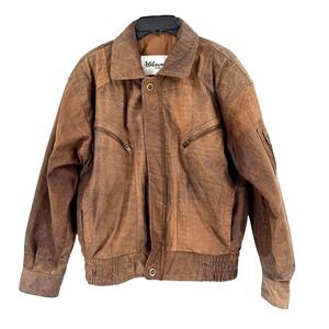Vintage Wilsons 100% Leather Bomber Flight Jacket‎ Men's Large Brown Retro Biker